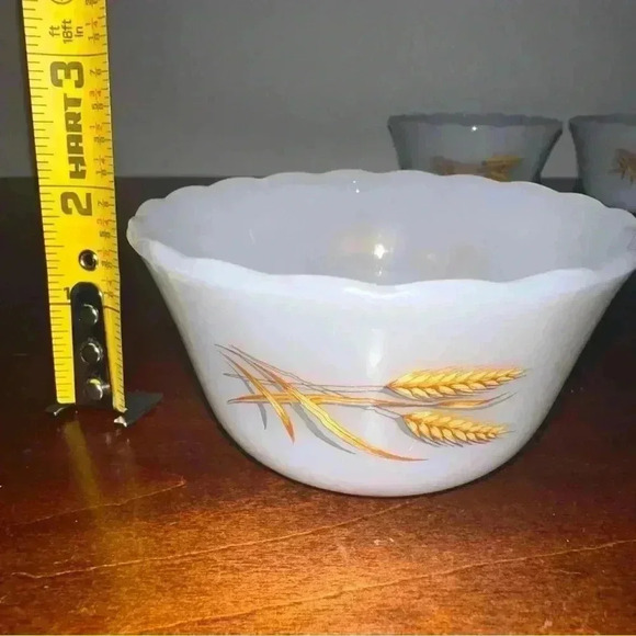 Vintage Fire King Oven Ware Wheat Custard Cups - Set Of 3 - Picture 9 of 10